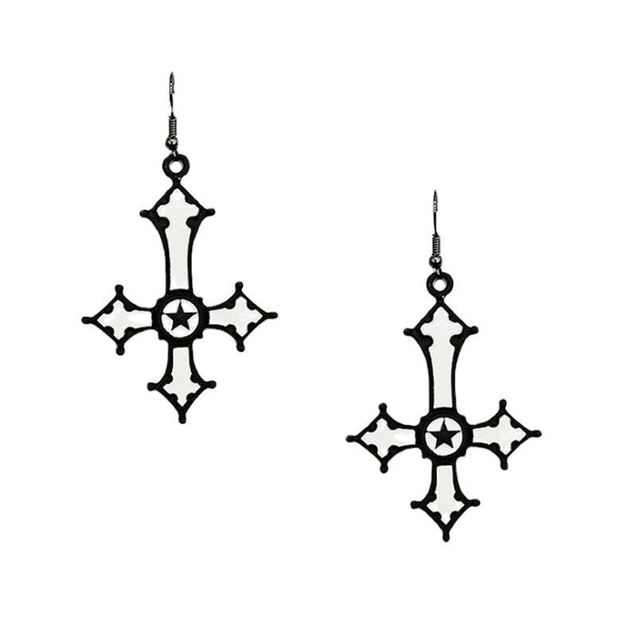 Wholesale inverted cross red pentagram alloy earrings JDC-ES-YYFF009 Earrings 燕羽飞飞 Wholesale Jewelry JoyasDeChina Joyas De China