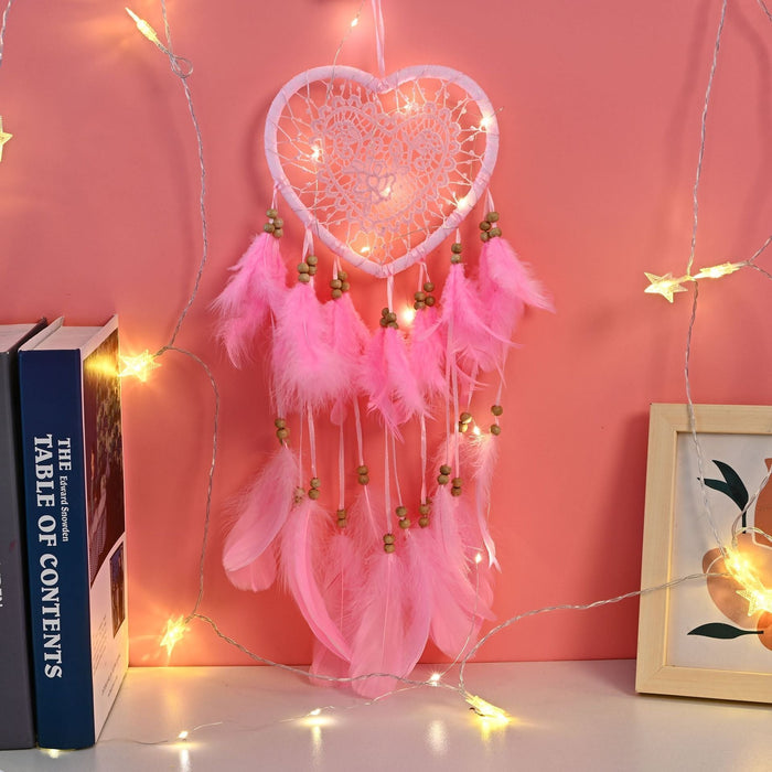 Wholesale Iron Ring Feather Heart-shaped Hollow Fabric Beads Heart Dreamcatcher JDC-DC-JunX006 Dreamcatcher 俊贤 Wholesale Jewelry JoyasDeChina Joyas De China