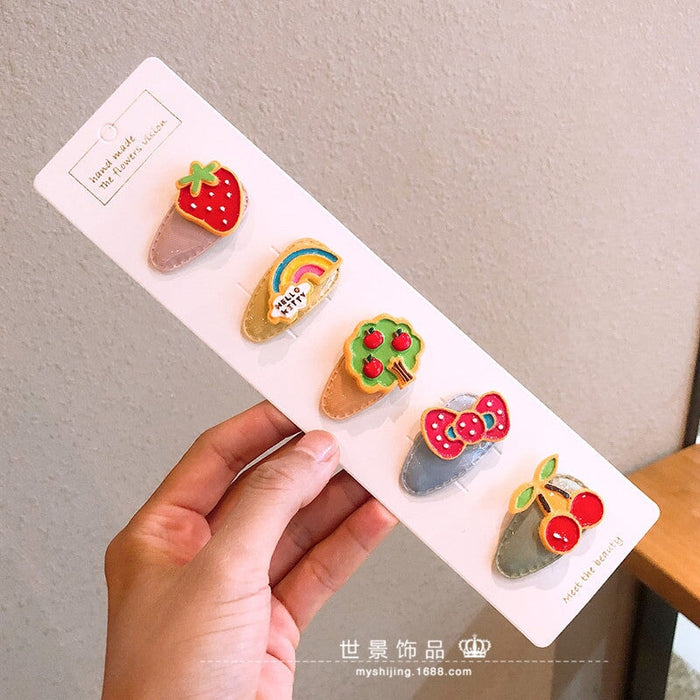 Wholesale kids cartoon oval flower resin hairpin set JDC-HC-Shij004 Hair Clips 世景 Wholesale Jewelry JoyasDeChina Joyas De China