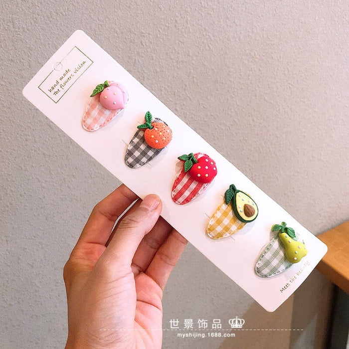 Wholesale kids cartoon oval flower resin hairpin set JDC-HC-Shij004 Hair Clips 世景 Wholesale Jewelry JoyasDeChina Joyas De China