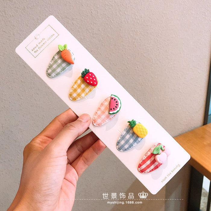 Wholesale kids cartoon oval flower resin hairpin set JDC-HC-Shij004 Hair Clips 世景 Wholesale Jewelry JoyasDeChina Joyas De China