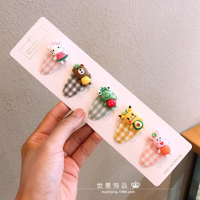 Wholesale kids cartoon oval flower resin hairpin set JDC-HC-Shij004 Hair Clips 世景 Wholesale Jewelry JoyasDeChina Joyas De China