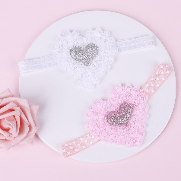 Wholesale Kids Embroidered Rose Heart Shape Solid Color Headband JDC-HD-GSQN038 Headband 丘诺 Wholesale Jewelry JoyasDeChina Joyas De China