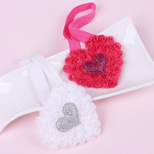 Wholesale Kids Embroidered Rose Heart Shape Solid Color Headband JDC-HD-GSQN038 Headband 丘诺 Wholesale Jewelry JoyasDeChina Joyas De China