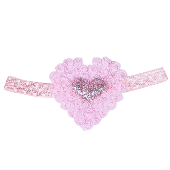 Wholesale Kids Embroidered Rose Heart Shape Solid Color Headband JDC-HD-GSQN038 Headband 丘诺 Pink Wholesale Jewelry JoyasDeChina Joyas De China