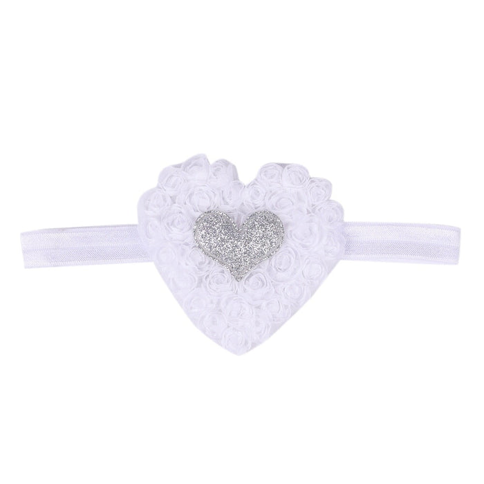 Wholesale Kids Embroidered Rose Heart Shape Solid Color Headband JDC-HD-GSQN038 Headband 丘诺 White Wholesale Jewelry JoyasDeChina Joyas De China