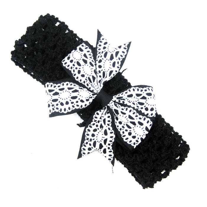 Wholesale Kids Hair Rope Printed Dovetail Bow with Knitted Fabric Hair Scrunchies JDC-HS-Chund001 Hair Scrunchies 春蝶 black Wholesale Jewelry JoyasDeChina Joyas De China