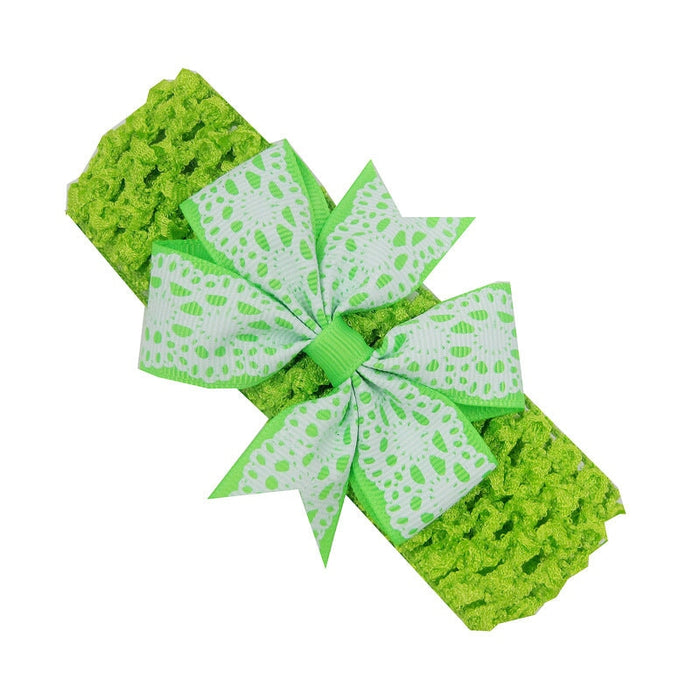 Wholesale Kids Hair Rope Printed Dovetail Bow with Knitted Fabric Hair Scrunchies JDC-HS-Chund001 Hair Scrunchies 春蝶 green Wholesale Jewelry JoyasDeChina Joyas De China