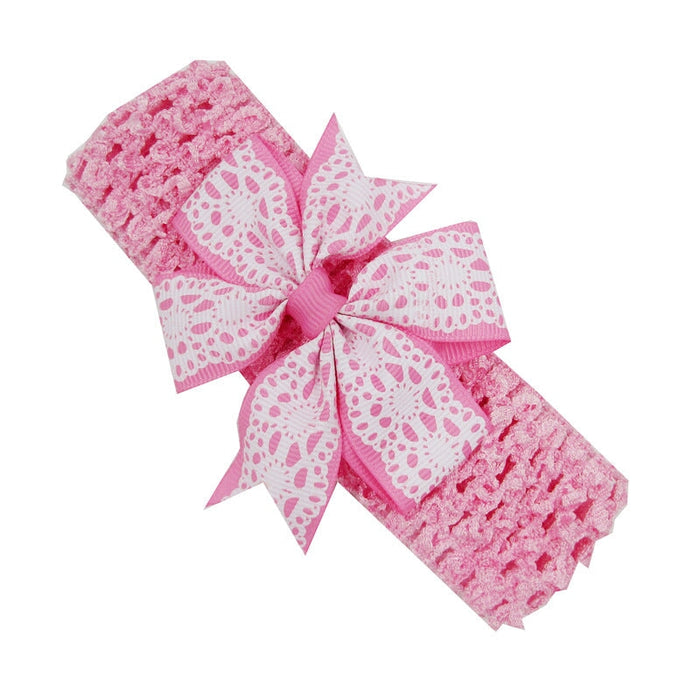 Wholesale Kids Hair Rope Printed Dovetail Bow with Knitted Fabric Hair Scrunchies JDC-HS-Chund001 Hair Scrunchies 春蝶 Light rose red Wholesale Jewelry JoyasDeChina Joyas De China