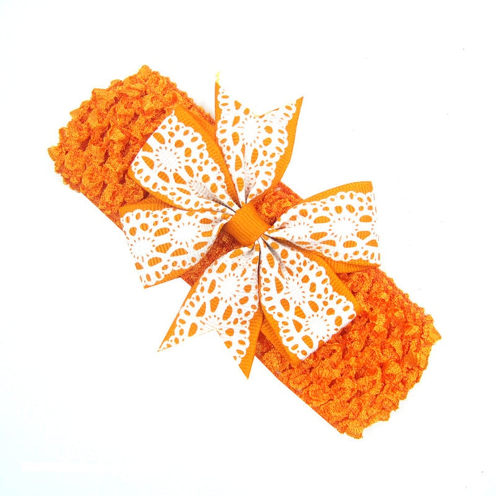 Wholesale Kids Hair Rope Printed Dovetail Bow with Knitted Fabric Hair Scrunchies JDC-HS-Chund001 Hair Scrunchies 春蝶 orange Wholesale Jewelry JoyasDeChina Joyas De China