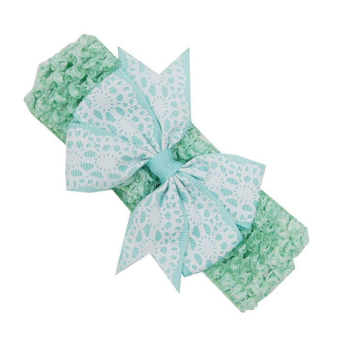 Wholesale Kids Hair Rope Printed Dovetail Bow with Knitted Fabric Hair Scrunchies JDC-HS-Chund001 Hair Scrunchies 春蝶 sky blue Wholesale Jewelry JoyasDeChina Joyas De China