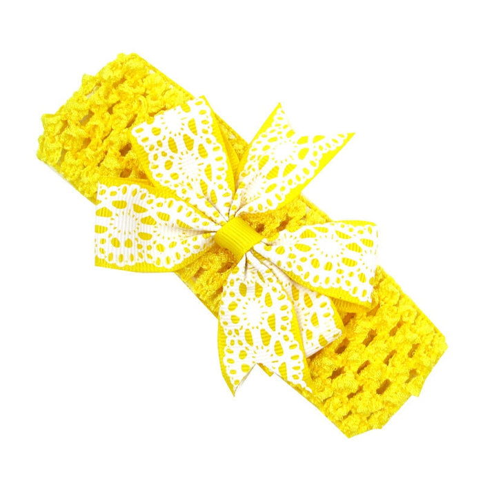 Wholesale Kids Hair Rope Printed Dovetail Bow with Knitted Fabric Hair Scrunchies JDC-HS-Chund001 Hair Scrunchies 春蝶 Yellow Wholesale Jewelry JoyasDeChina Joyas De China