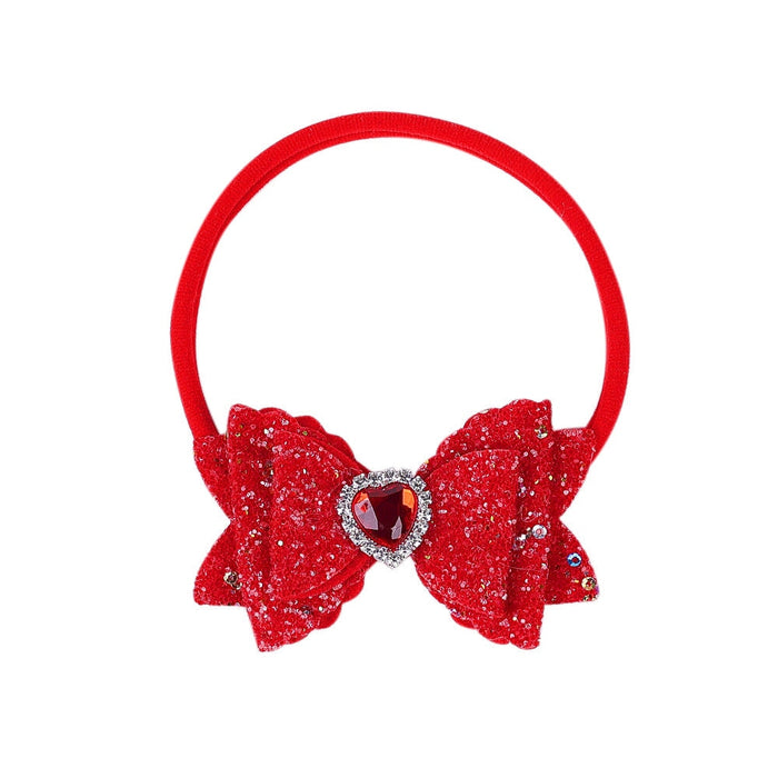 Wholesale Kids Nylon Bow Love Rhinestone Solid Color Headband JDC-HD-GSQN036 Hair Scrunchies 丘诺 Dahong (Love) Wholesale Jewelry JoyasDeChina Joyas De China