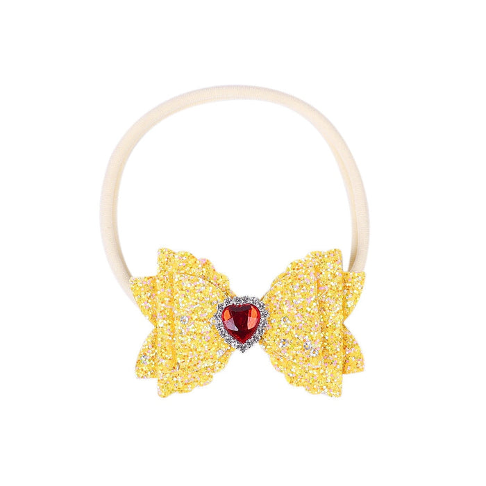 Wholesale Kids Nylon Bow Love Rhinestone Solid Color Headband JDC-HD-GSQN036 Hair Scrunchies 丘诺 Yellow (Love) Wholesale Jewelry JoyasDeChina Joyas De China