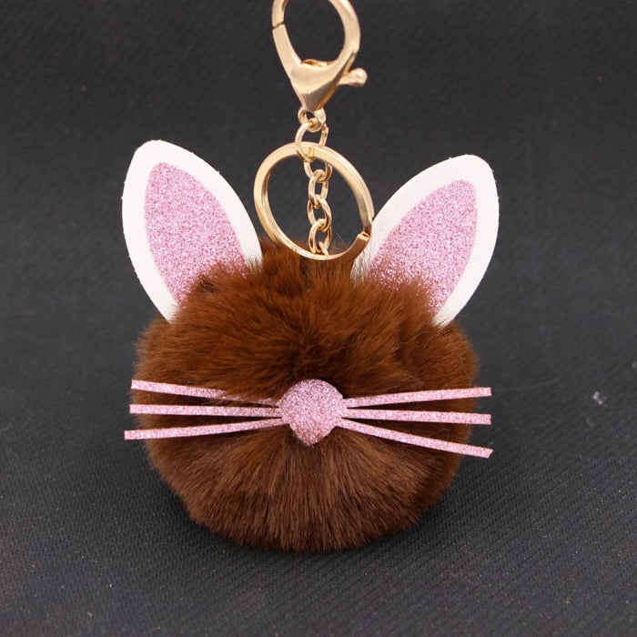 Wholesale Kitten Whiskers Alloy Imitation Hair Hair Ball Keychain JDC-KC-Zuge023 Keychains 祖格 brown / Wholesale Jewelry JoyasDeChina Joyas De China