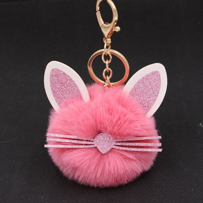 Wholesale Kitten Whiskers Alloy Imitation Hair Hair Ball Keychain JDC-KC-Zuge023 Keychains 祖格 Deep powder / Wholesale Jewelry JoyasDeChina Joyas De China