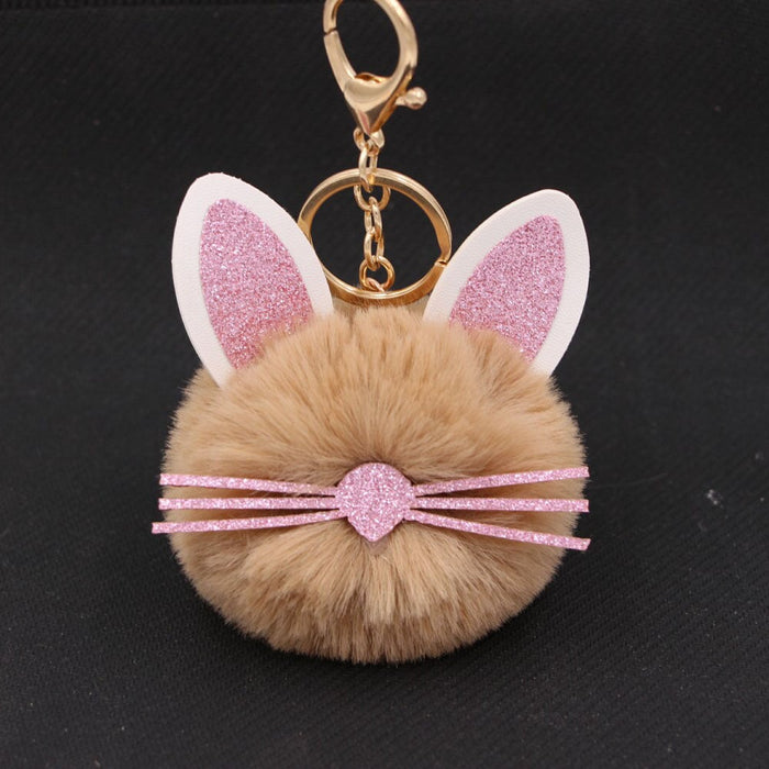Wholesale Kitten Whiskers Alloy Imitation Hair Hair Ball Keychain JDC-KC-Zuge023 Keychains 祖格 Khaki / Wholesale Jewelry JoyasDeChina Joyas De China