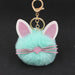 Wholesale Kitten Whiskers Alloy Imitation Hair Hair Ball Keychain JDC-KC-Zuge023 Keychains 祖格 mint green / Wholesale Jewelry JoyasDeChina Joyas De China