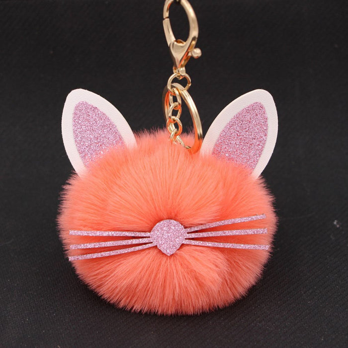 Wholesale Kitten Whiskers Alloy Imitation Hair Hair Ball Keychain JDC-KC-Zuge023 Keychains 祖格 orange red / Wholesale Jewelry JoyasDeChina Joyas De China