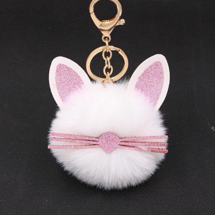 Wholesale Kitten Whiskers Alloy Imitation Hair Hair Ball Keychain JDC-KC-Zuge023 Keychains 祖格 white / Wholesale Jewelry JoyasDeChina Joyas De China