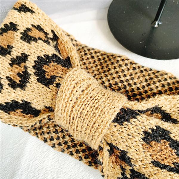 Bulk Jewelry Wholesale Knot woolen woven leopard cross headband JDC-HD-h004 Wholesale factory from China YIWU China