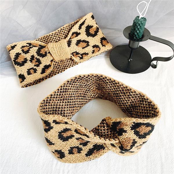 Bulk Jewelry Wholesale Knot woolen woven leopard cross headband JDC-HD-h004 Wholesale factory from China YIWU China