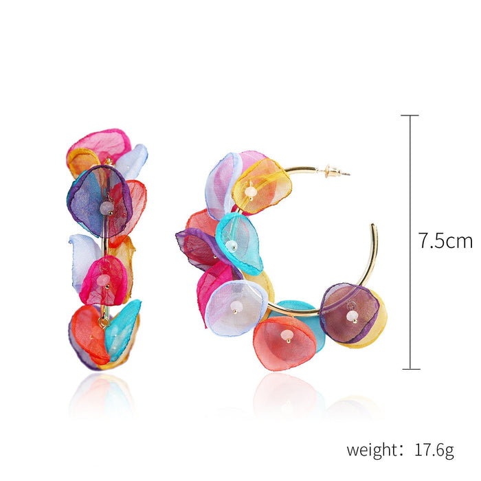 Wholesale lace petal circle earrings JDC-ES-ManY010 Earrings 满溢 Wholesale Jewelry JoyasDeChina Joyas De China