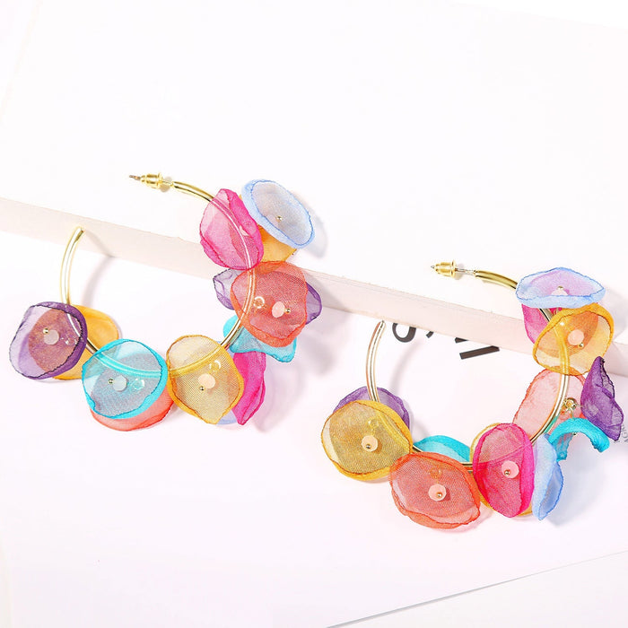 Wholesale lace petal circle earrings JDC-ES-ManY010 Earrings 满溢 Wholesale Jewelry JoyasDeChina Joyas De China