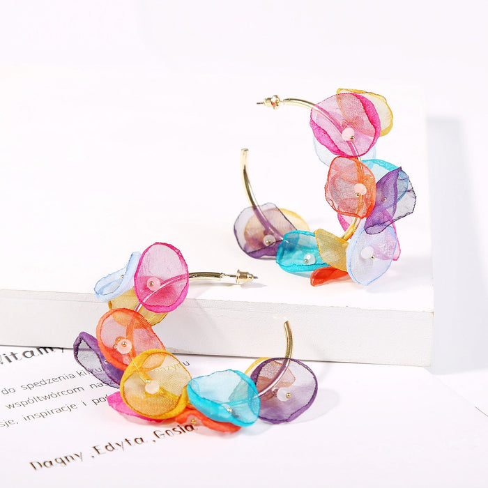 Wholesale lace petal circle earrings JDC-ES-ManY010 Earrings 满溢 Wholesale Jewelry JoyasDeChina Joyas De China