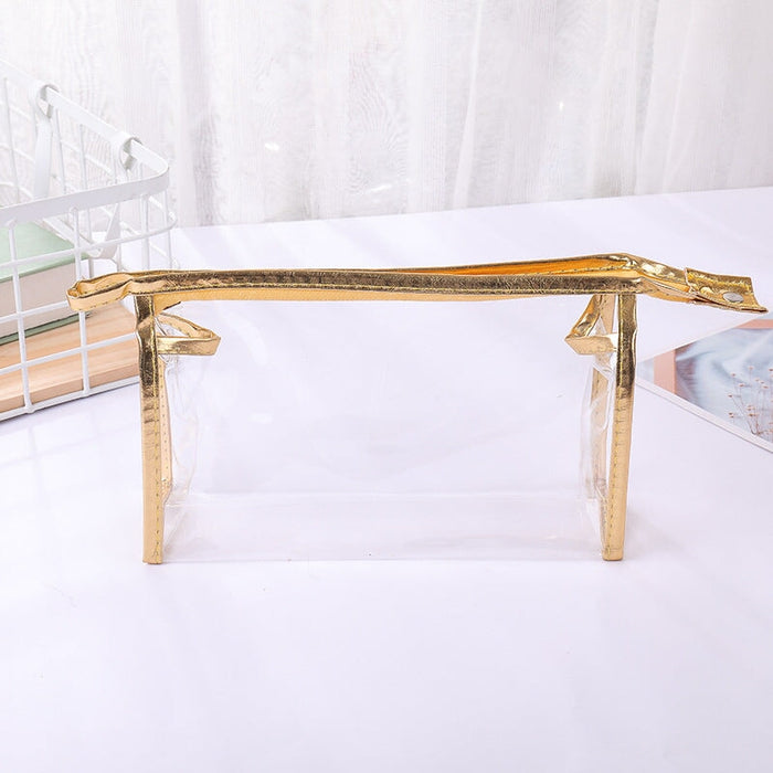 Wholesale Large Capacity Transparent PVC Storage Bag Cosmetic Bag MOQ≥10 JDC-CB-DeMu001 Cosmetic bag 德沐 MOQ10 gold Wholesale Jewelry JoyasDeChina Joyas De China