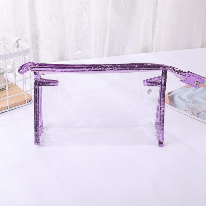Wholesale Large Capacity Transparent PVC Storage Bag Cosmetic Bag MOQ≥10 JDC-CB-DeMu001 Cosmetic bag 德沐 MOQ10 purple Wholesale Jewelry JoyasDeChina Joyas De China