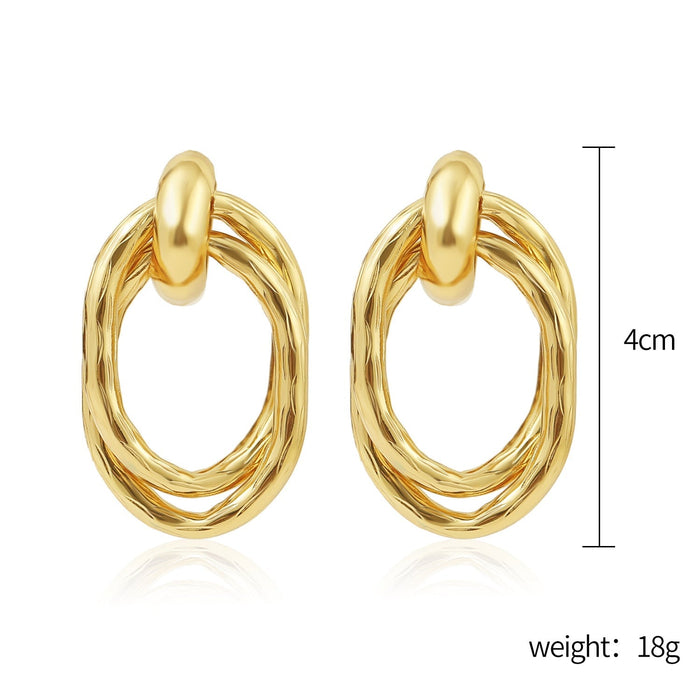Wholesale large earrings round gold metal irregular earrings JDC-ES-ManY014 Earrings 满溢 1 Wholesale Jewelry JoyasDeChina Joyas De China