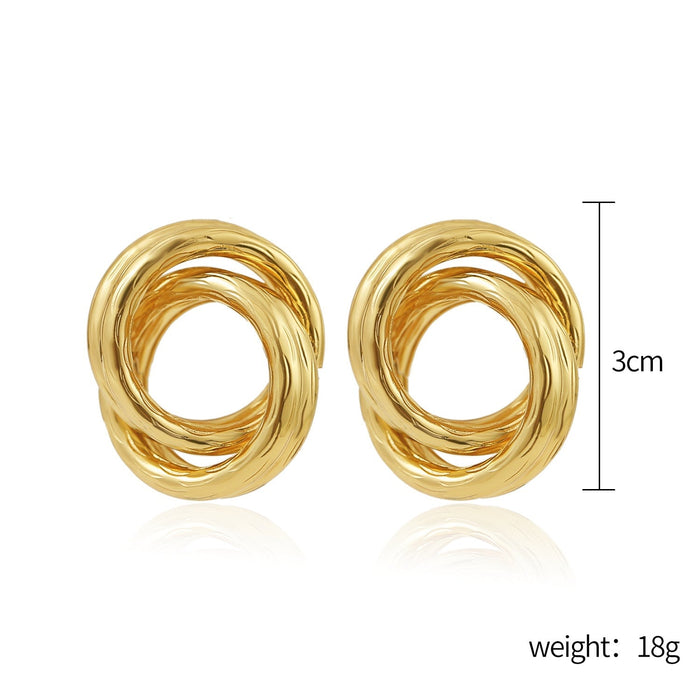Wholesale large earrings round gold metal irregular earrings JDC-ES-ManY014 Earrings 满溢 Wholesale Jewelry JoyasDeChina Joyas De China