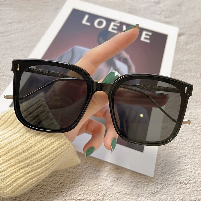 Wholesale large frame Tan anti UV fashion sunglasses JDC-SG-JinF040 Sunglasses 季丰 B black Wholesale Jewelry JoyasDeChina Joyas De China