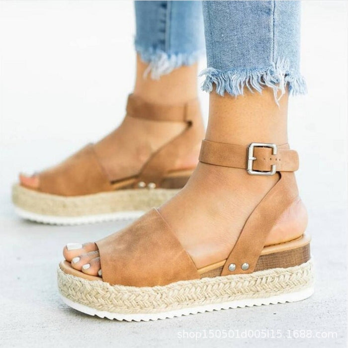 Wholesale Large Size Faux PU Snake Wedge Sandals Slippers JDC-SP-Hongw001 Slippers 鸿玮 Wholesale Jewelry JoyasDeChina Joyas De China