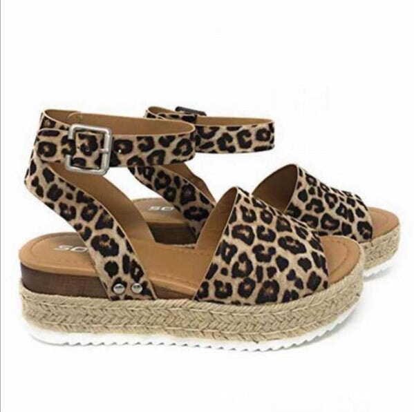 Wholesale Large Size Faux PU Snake Wedge Sandals Slippers JDC-SP-Hongw001 Slippers 鸿玮 leopard 35 Wholesale Jewelry JoyasDeChina Joyas De China