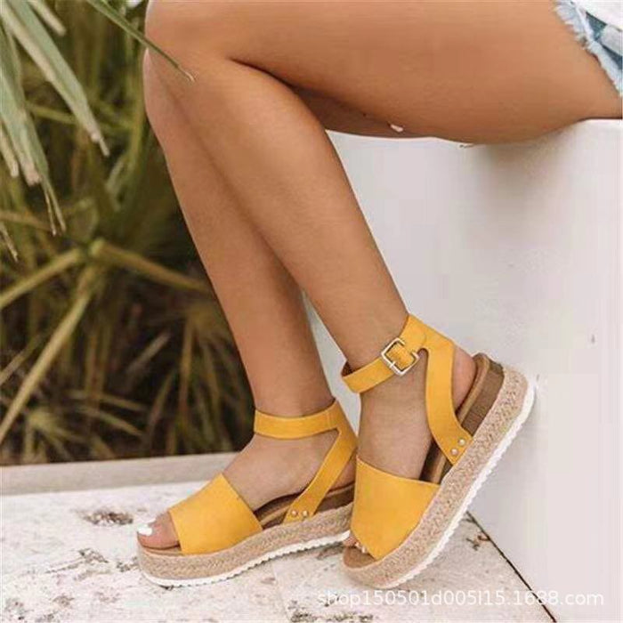 Wholesale Large Size Faux PU Snake Wedge Sandals Slippers JDC-SP-Hongw001 Slippers 鸿玮 yellow 35 Wholesale Jewelry JoyasDeChina Joyas De China