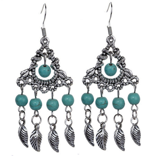 Wholesale Leaf Alloy Turquoise Earrings JDC-ES-Yunl010 Earrings 云罗 Wholesale Jewelry JoyasDeChina Joyas De China