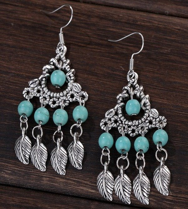 Wholesale Leaf Alloy Turquoise Earrings JDC-ES-Yunl010 Earrings 云罗 Wholesale Jewelry JoyasDeChina Joyas De China