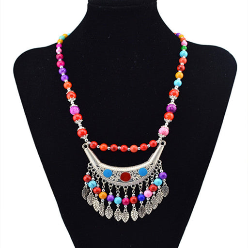 Wholesale Leaf Tassel Bead Alloy Necklace Sweater Chain JDC-NE-Yunl026 Necklaces 云罗 Wholesale Jewelry JoyasDeChina Joyas De China