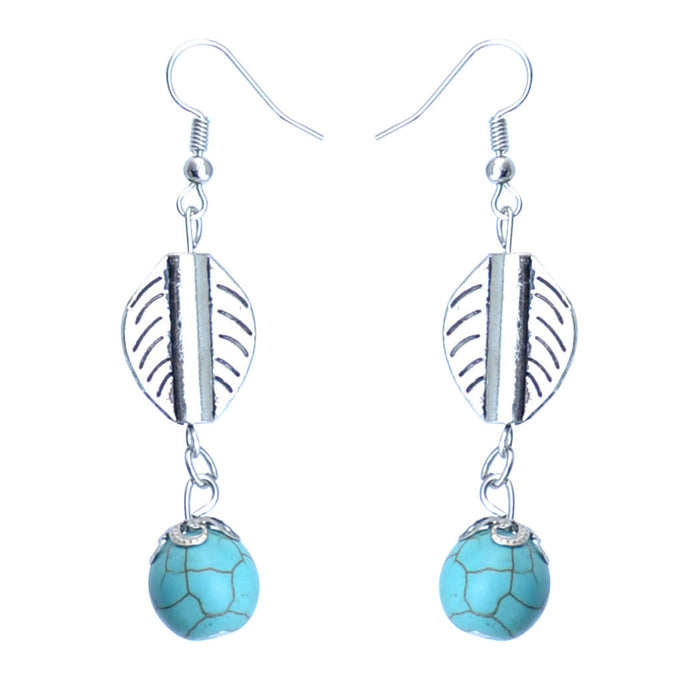 Wholesale Leaf Turquoise Alloy Earrings JDC-ES-Yunl006 Earrings 云罗 Wholesale Jewelry JoyasDeChina Joyas De China