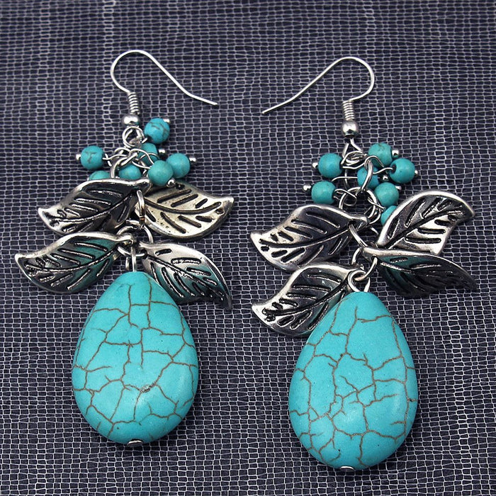 Wholesale Leaf Turquoise Alloy Earrings JDC-ES-Yunl012 Earrings 云罗 Wholesale Jewelry JoyasDeChina Joyas De China