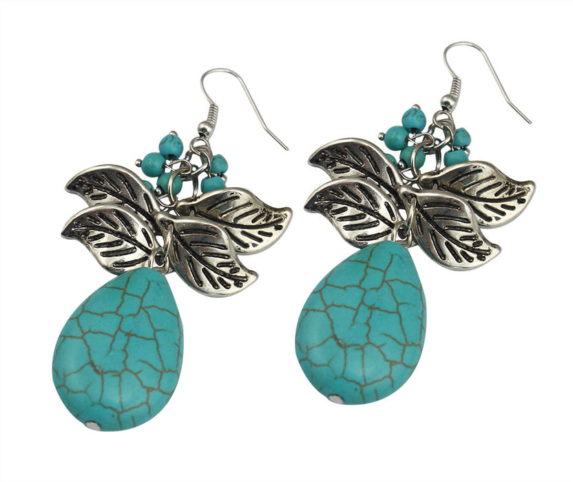 Wholesale Leaf Turquoise Alloy Earrings JDC-ES-Yunl012 Earrings 云罗 Wholesale Jewelry JoyasDeChina Joyas De China