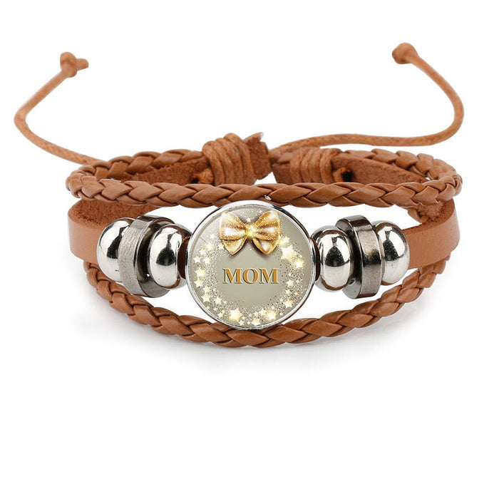 Wholesale Leather Crystal MOM Love Mother's Day Bracelet JDC-BT-NingX004 Bracelet 柠祥 12021402 Wholesale Jewelry JoyasDeChina Joyas De China