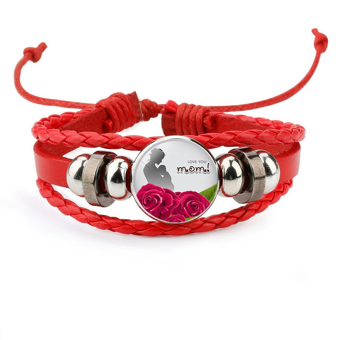 Wholesale Leather Crystal MOM Love Mother's Day Bracelet JDC-BT-NingX004 Bracelet 柠祥 12021404 Wholesale Jewelry JoyasDeChina Joyas De China