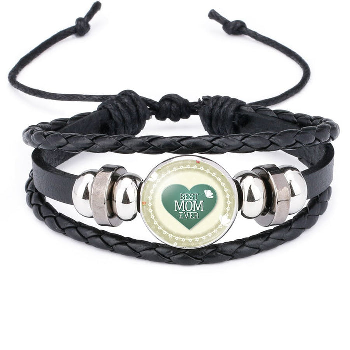 Wholesale Leather Crystal MOM Love Mother's Day Bracelet JDC-BT-NingX004 Bracelet 柠祥 Wholesale Jewelry JoyasDeChina Joyas De China