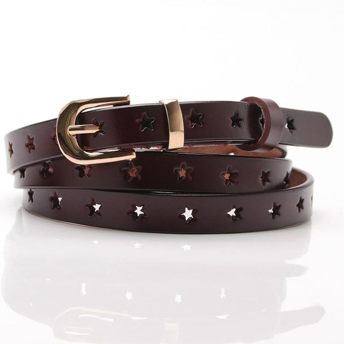 Bulk Jewelry Wholesale leather female five-pointed star hollow Womenbelt JDC-WB-syc005 Wholesale factory from China YIWU China