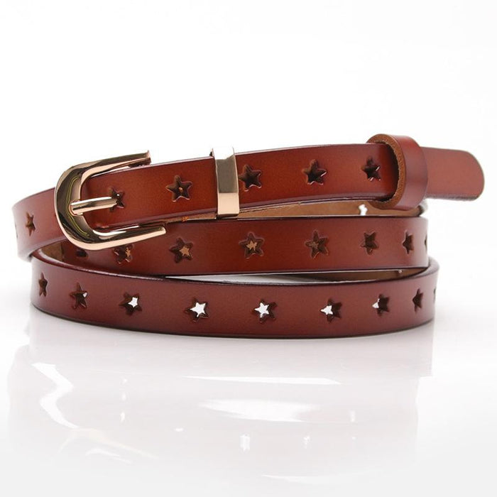 Bulk Jewelry Wholesale leather hollow five-pointed star Womenbelt JDC-WB-kp008 Wholesale factory from China YIWU China