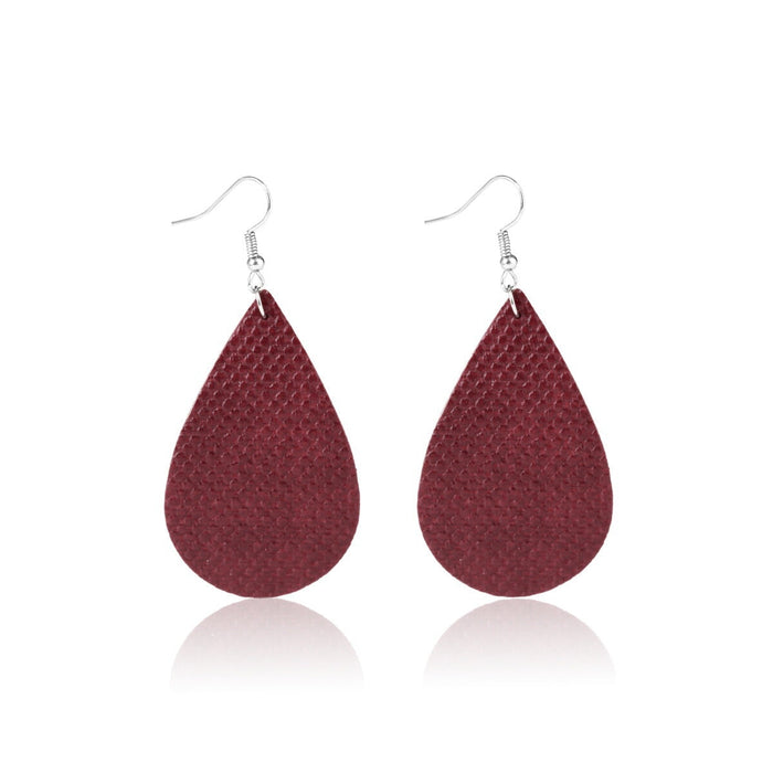 Wholesale leather teardrop print earrings JDC-ES-ManY020 Earrings 满溢 E1903-40 red water drop Wholesale Jewelry JoyasDeChina Joyas De China