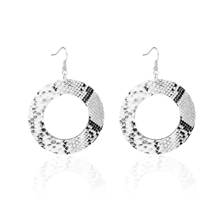 Wholesale leather teardrop print earrings JDC-ES-ManY020 Earrings 满溢 E1903-43 snakeskin ring Wholesale Jewelry JoyasDeChina Joyas De China